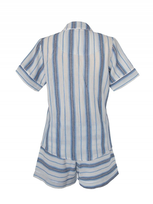 Pijama Curto Branco com Detalhes Azul