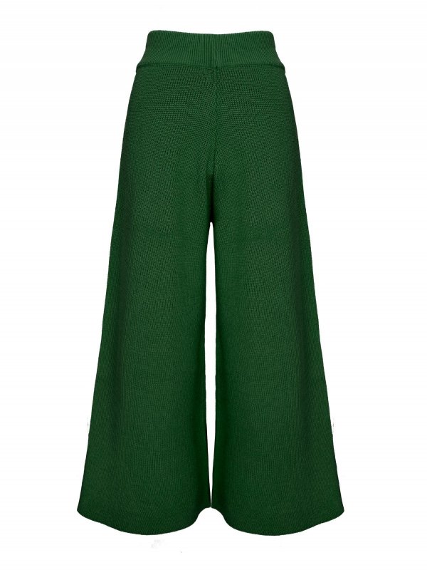 Calça Pantalona Cropped Tricô Verde