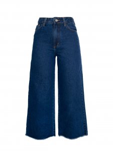 Calça Pantalona Cropped Jeans Escura-1