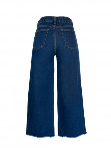 Calça Pantalona Cropped Jeans Escura-4