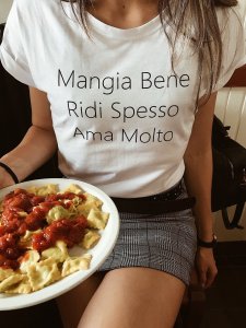 T-shirt Mangia Bene Branca -1