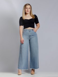 Calça Pantalona Cropped Jeans Clara-1