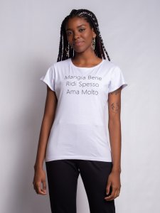 T-shirt Mangia Bene Branca -2